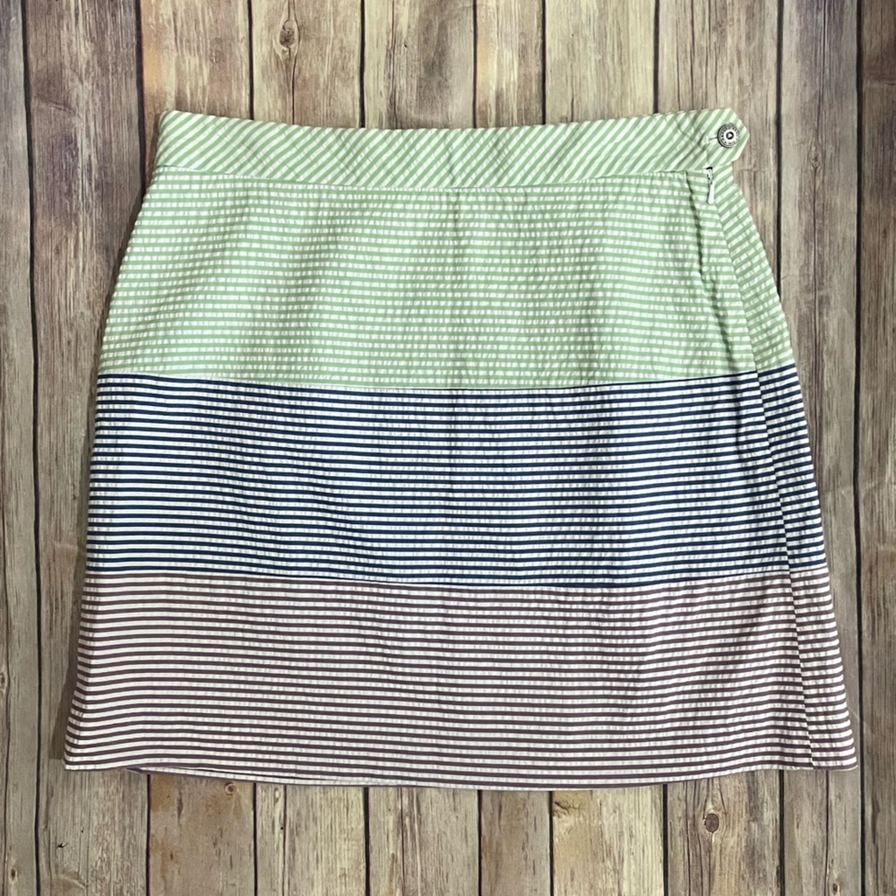 Brooks Brothers Size 6 Seersucker Multicolor Striped Skirt